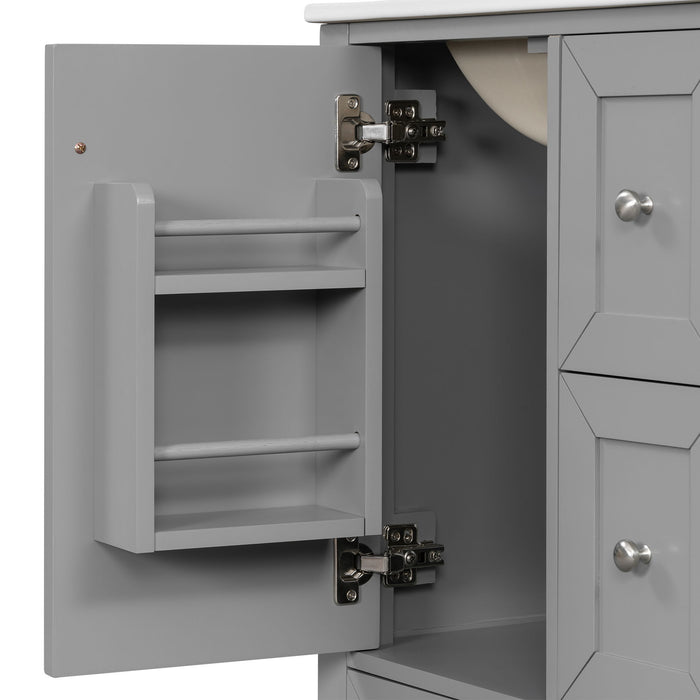Modern Bathroom Vanity With Sink, Freestanding Cabinet With Drawers And Shelves