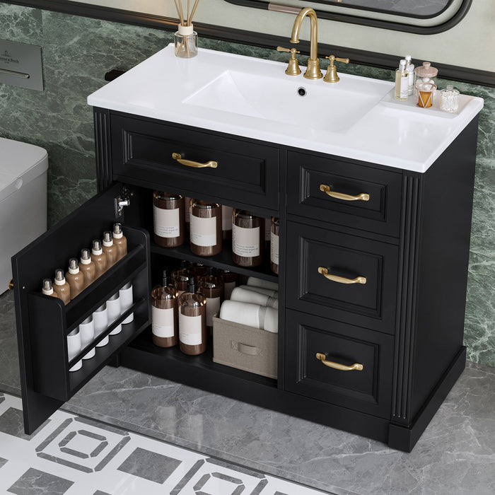 Modern Bathroom Vanity With Sink, 4 Drawers, Soft-Close Door, Adjustable Shelf