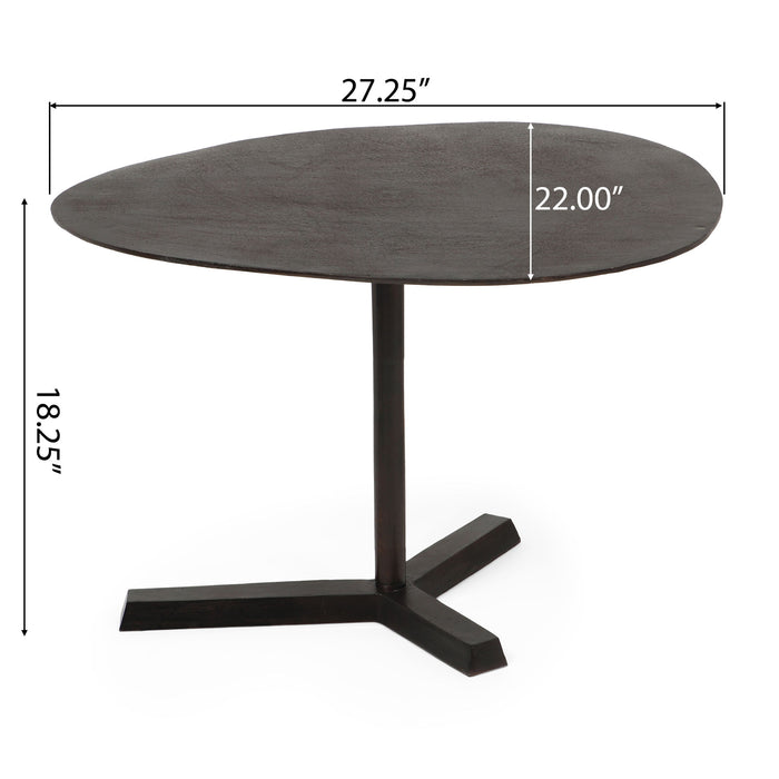 Industrial Style Elliptical Side Table With Aluminum Frame - Bronze