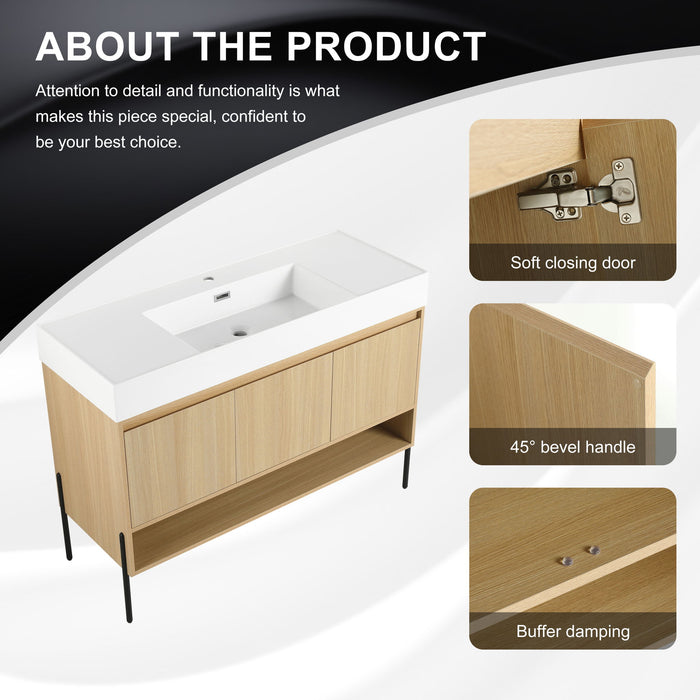 Modern Bathroom Vanity Combo With Single Resin Sink And Storage Cabinet