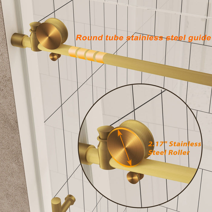 Frameless Shower Door, Smooth Sliding Tracks