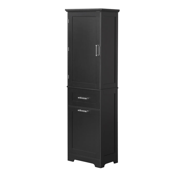 Tall Freestanding Bathroom Storage Cabinet With Adjustable Shelf And 2 Drawers