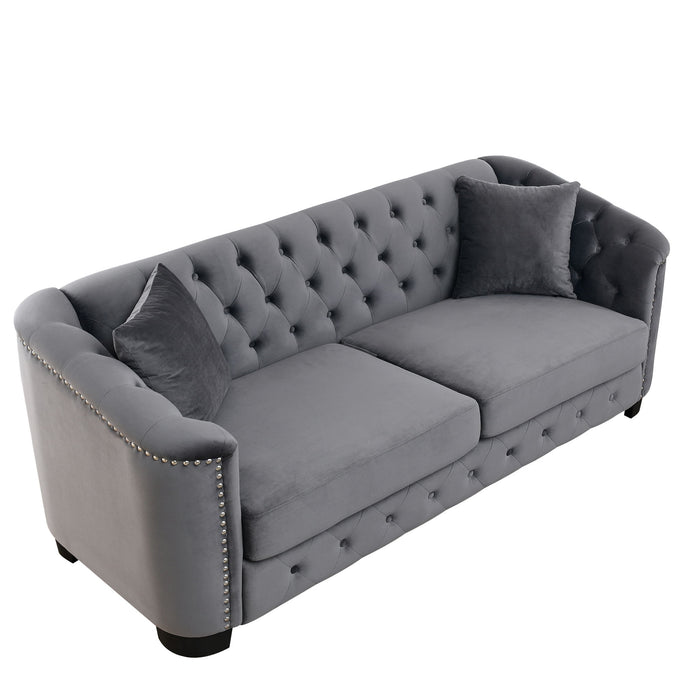 Modern Chesterfield Sofa With Tufted Backrest For Living Room