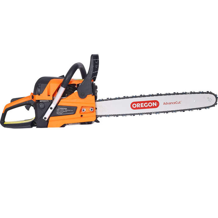 52Cc Gasoline Chainsaw With 20" Oregon Bar And Chain For Wood Cutting Plastic - Orange
