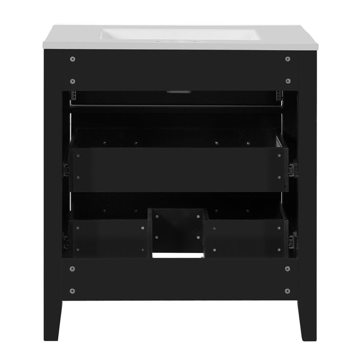 Retro Bathroom Vanity With Sink Combo, Free Standing Single Set With 3 Drawers