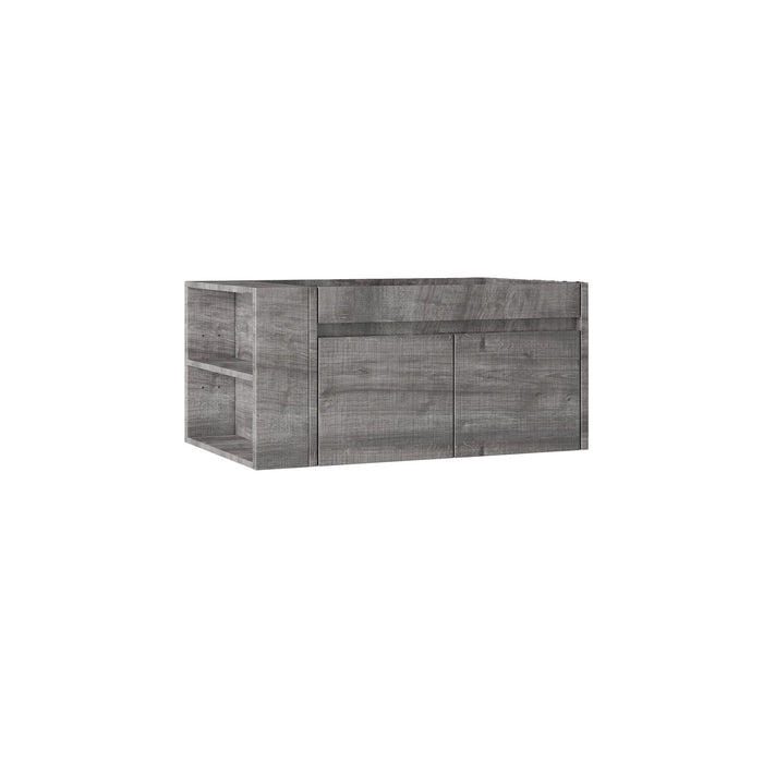 Floating Bathroom Vanity Cabinet, Soft Close Double Drawers, Open Side Storage, Wall Mounted, Cabinet Only