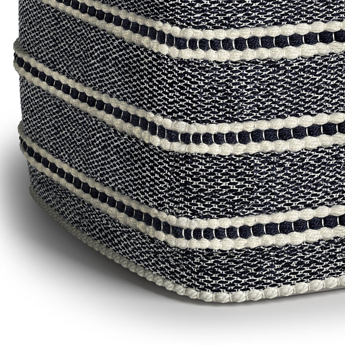 Corrie - Square Outdoor / Indoor Pouf - Navy / White
