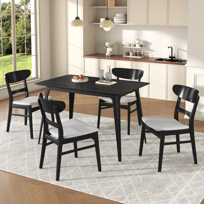 5 Piece Dining Set With 1 Table And 4 Upholstered Chairs - Black / Light Gray