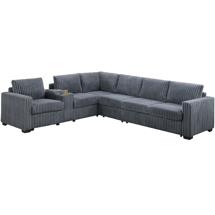 Modern Style L-Shape Sectional Set, USB Ports, Cup Holder