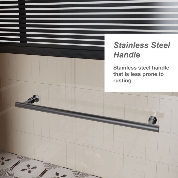 Pivot Shower Door With And Handle - Matt Black