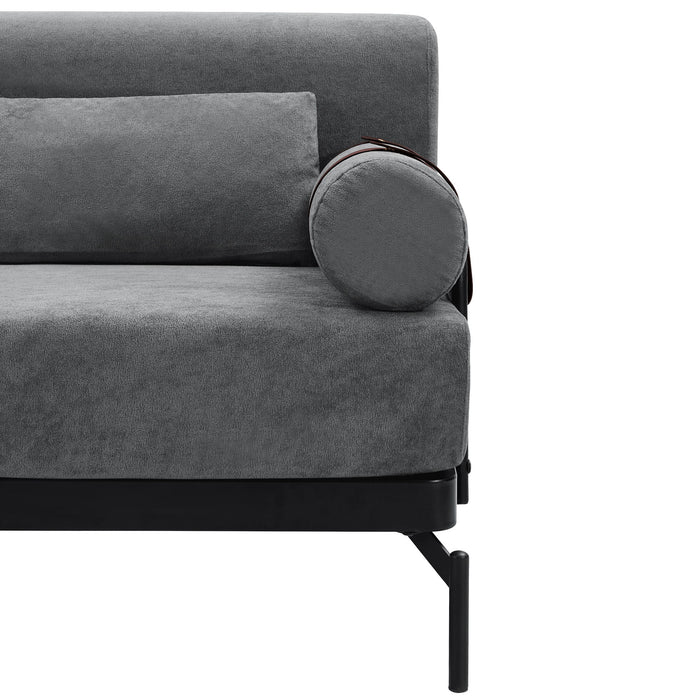 Modern Loveseat Sofa 2 Seater With USB Ports, Cylindrical Armrests