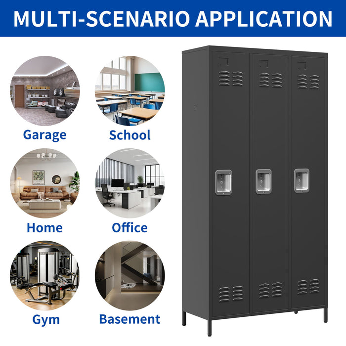 Storage Locker Cabinet With Locks For Employees, Home Gym Office School Garage - Black