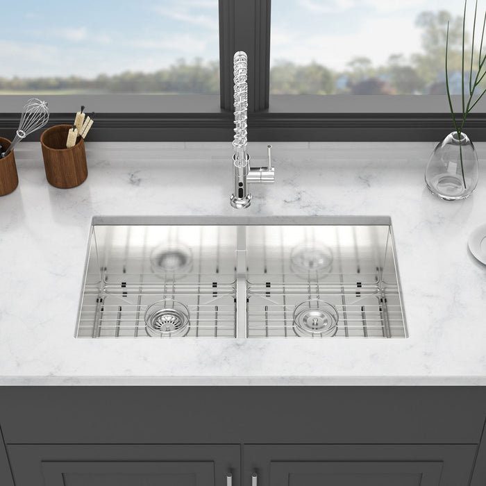 Modern Double Bowl Undermount Sink Design With 10" Deep Basins