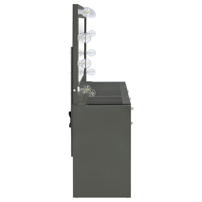 Fern - 7 Drawer Vanity Set With Mirror And Globe Lights