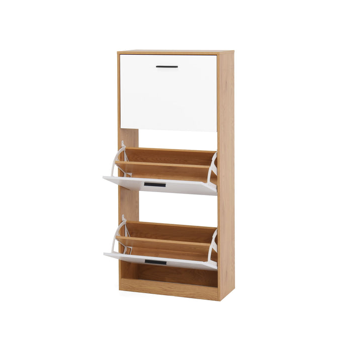 Modern Freestanding Shoe Storage Cabinet With 3 Flip Drawers