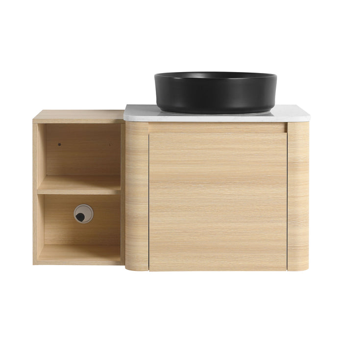 Mounted Bathroom Vanity With Art Sink, Storage Shelves, Soft Close Door