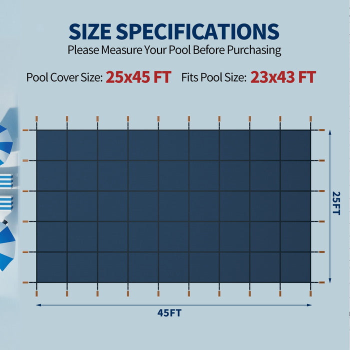 Swimming Pool Safety Cover For Rectangular Pools - Blue