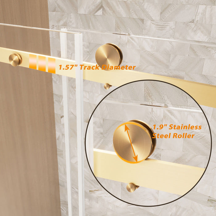 Frameless Single Sliding Shower Door With Handle And Square Tube Track