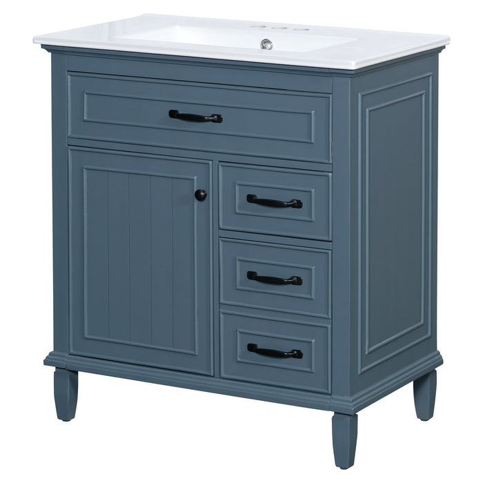 Bathroom Vanity With Sink Top, Flip Drawers, Adjustable Shelf