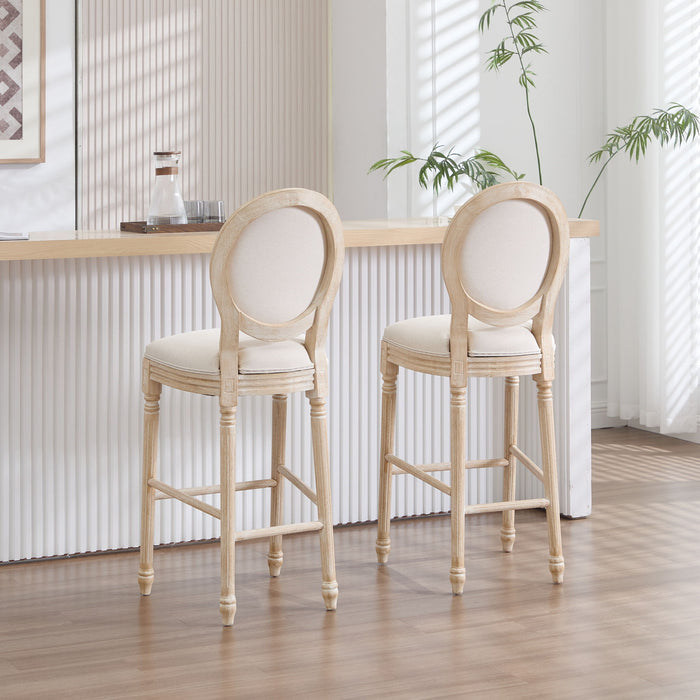 French Country Bar Chairs & Round Back (Set of 2)