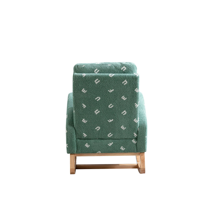 Modern Accent Rocker Armchair With Side Pocket, Upholstered High Back