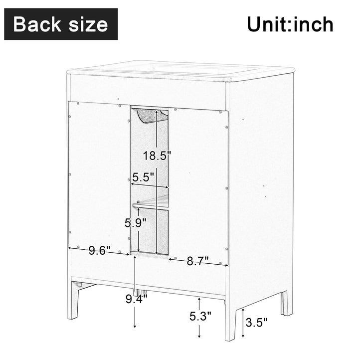 Modern Bathroom Vanity With Sink, Cabinet With 2 Drawers And Door, Adjustable Shelf
