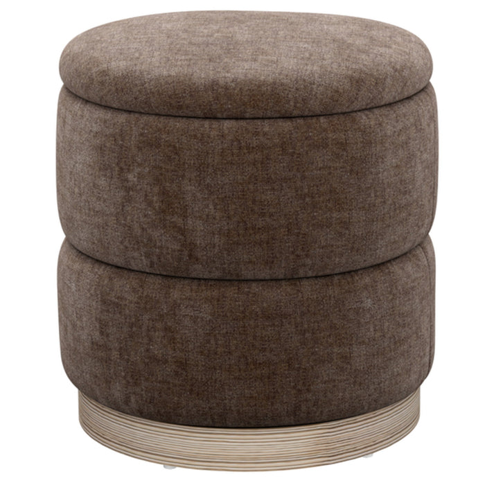 Dorset - Reversible Tray Top Storage Ottoman With Solid Wood Base - Latte
