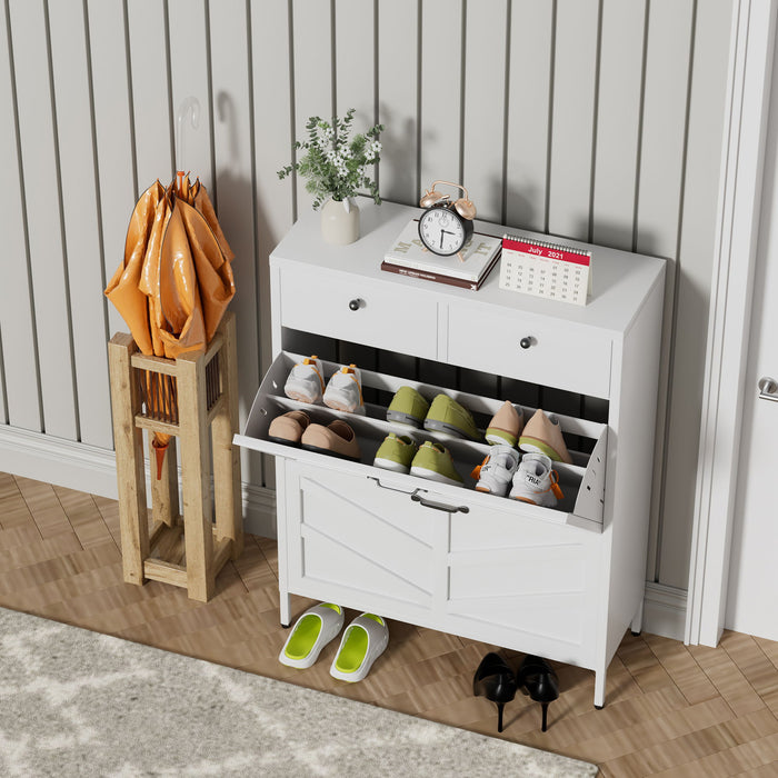 Shoe Cabinet With Flip Drawers