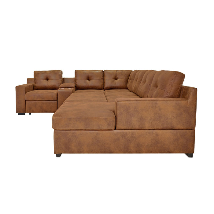 U - Shape Sectional Pull Out Bed With Console, Storage, And USB Charging
