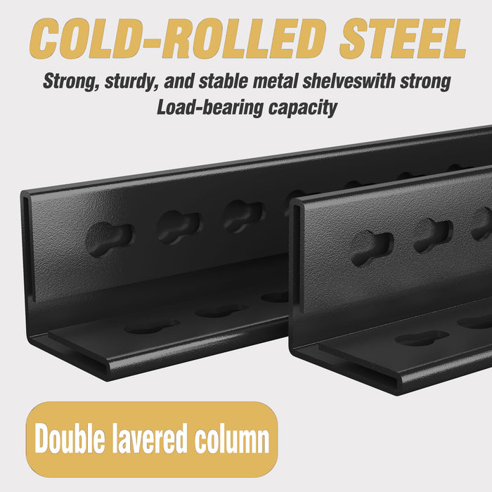 4-Tier Height-Adjustable Storage Rack, Vertical Organizer, Assembly Required - Black