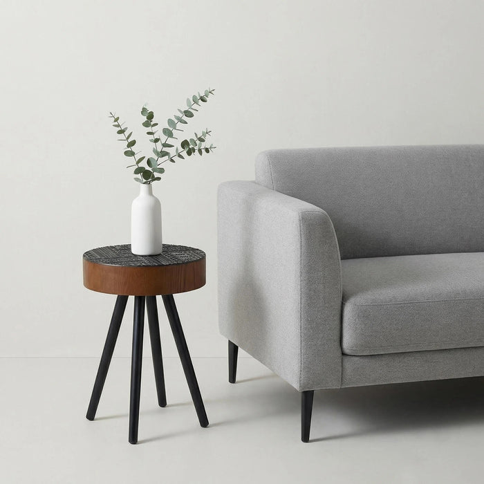 Round Coffee Table With Carved Top For Living Room