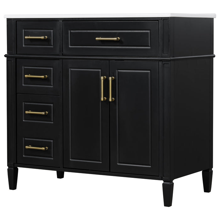 Bathroom Vanity With Sink, 4 Drawers, 2 Doors