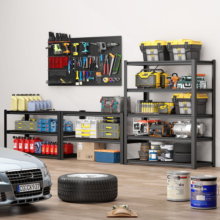 Garage Storage Rack, 5 Layer Adjustable Shelving Unit For Warehouse - Black