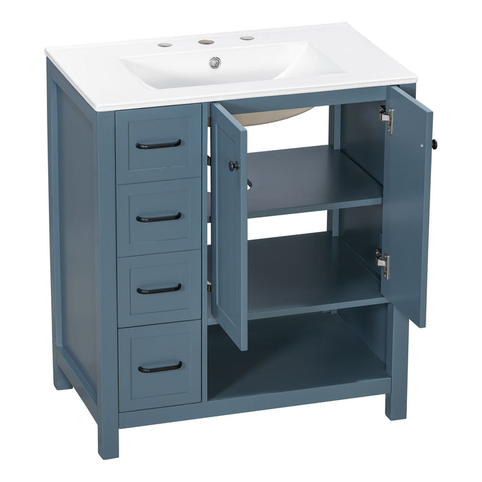 Bathroom Vanity With Sink Top, Bathroom Vanity Cabinet With 2 Doors And 2 Drawers, Open Shelf