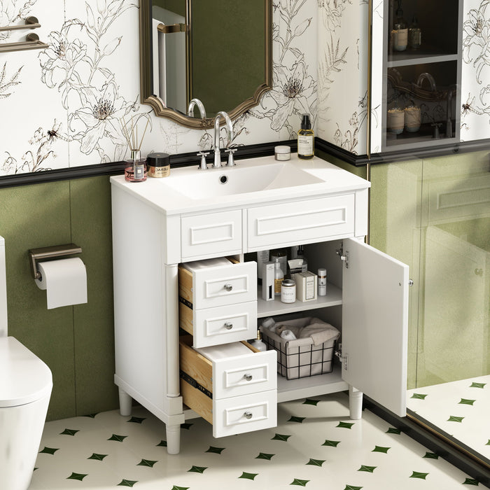 Bathroom Vanity With Sink, Freestanding Storage Cabinet & 2 Drawers And Soft Closing Door, Solid Legs, Frame, Basin,