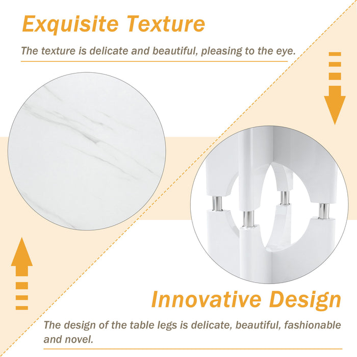 Modern Dining Table With Sleek Hollow-Out Frame And Accents