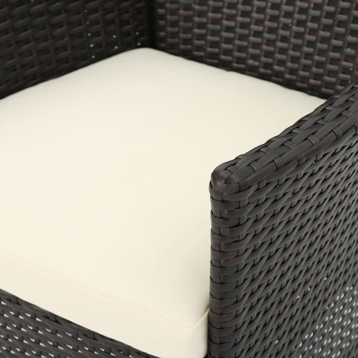 Clementine - Outdoor Wicker Dining Chairs Set With Water Resistant Cushions (Set of 2) - Brown Multi