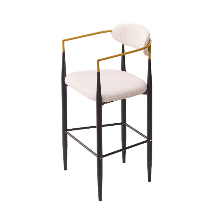 Upholstered Bar Stool With Ergonomic Design (Set of 2)