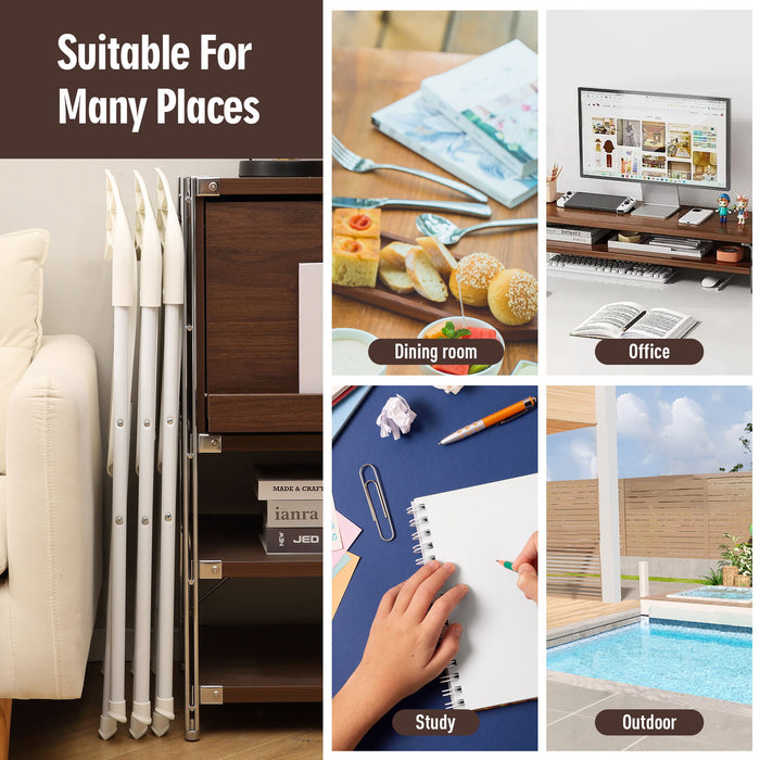 Folding Chairs, Stackable & Waterproof (Set of 4) - White