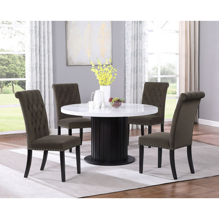 Side Chairs With Tufting Nailhead Trim (Set of 2) - Brown