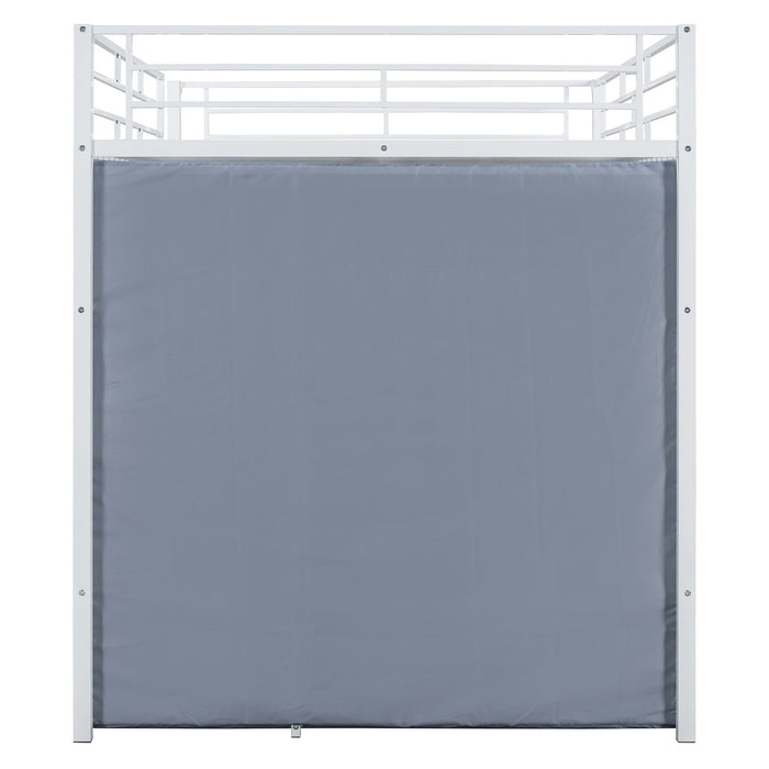 Loft Bed With Desk, Shelves, Power Outlet, LED Light And Wardrobe