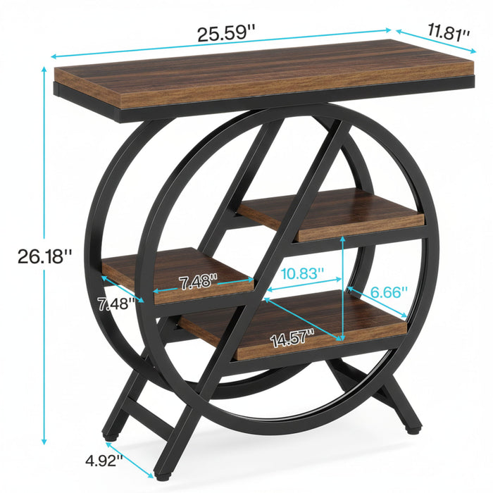 Modern Narrow End Table With 3 Tier Shelves