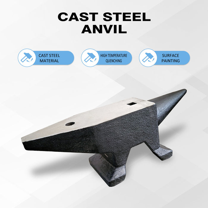 66Lbs Cast Steel Anvil, High Hardness Rugged Round Horn Anvil smith, Large Countertop And Stable Base, With Round And Square Hole, Metalsmith Tool For Bending And Shaping - Black