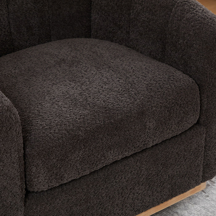 Swivel Upholstered Barrel Chair With Metal Base