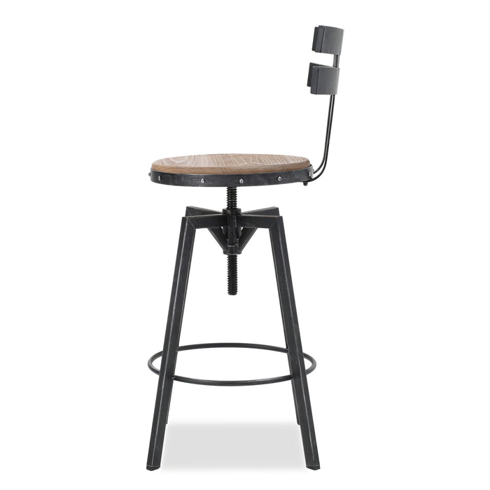 Industrial Modern Swivel Barstool With Adjustable Height - Black / Natural