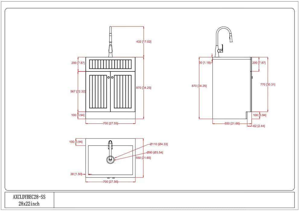Beckham - Laundry Cabinet & Faucet And Stainless Steel Sink