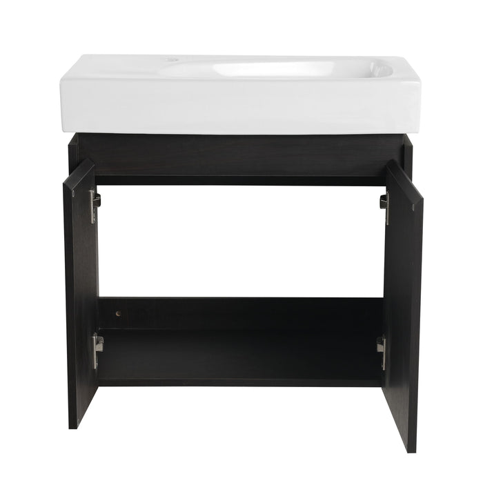 Modern Bathroom Vanity With Ceramic Basin, Wall Mounted Floating Sink Combo, Storage Cabinet