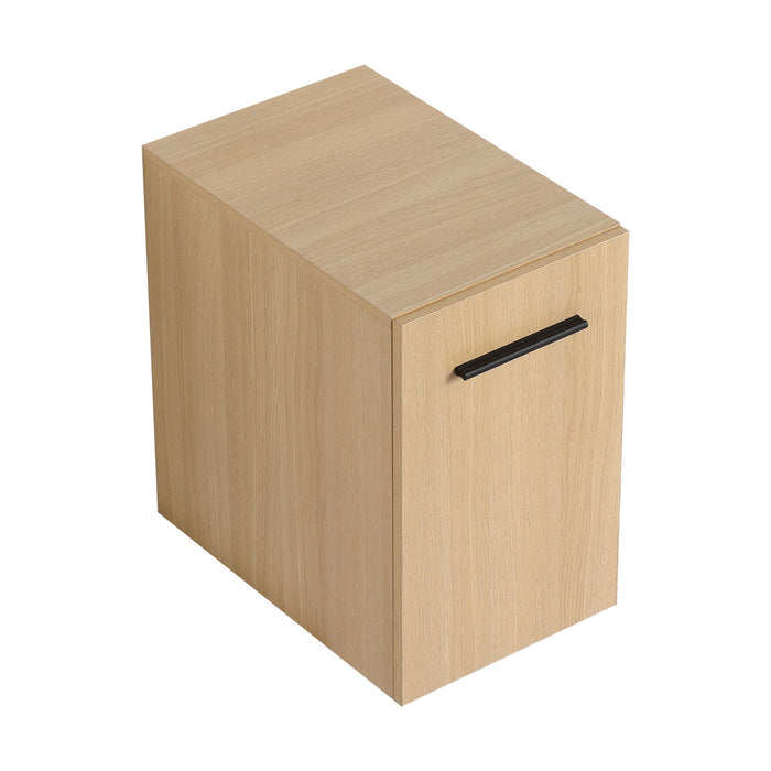 Floating Bathroom Vanity Single Door Base Cabinet, Wall Mounted Storage - Light Oak