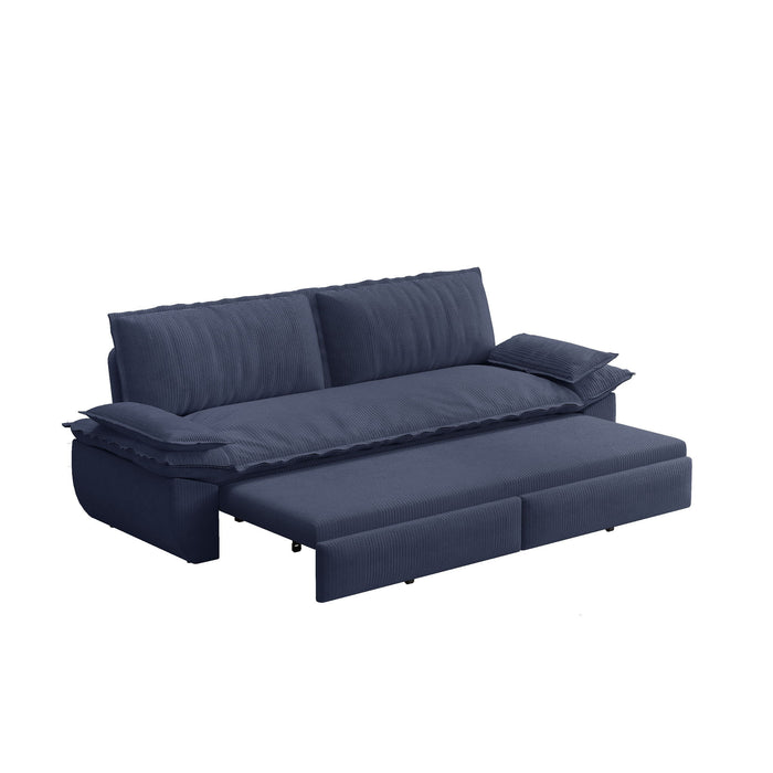 Queen Pull Out Sofa Bed, Convertible 3 In 1, Multi Functional - Blue
