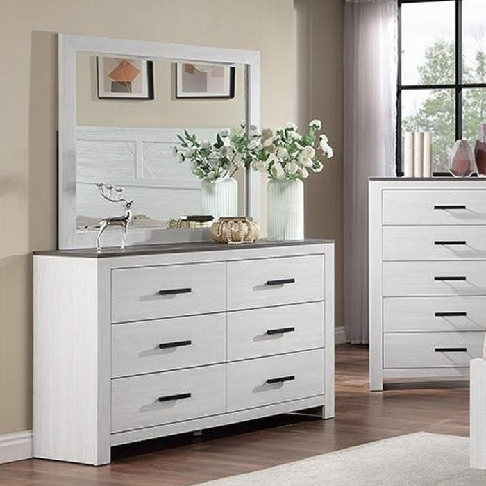 1 Piece Dresser 2 Tone Sleek 6 Drawers Bedroom Furniture - White